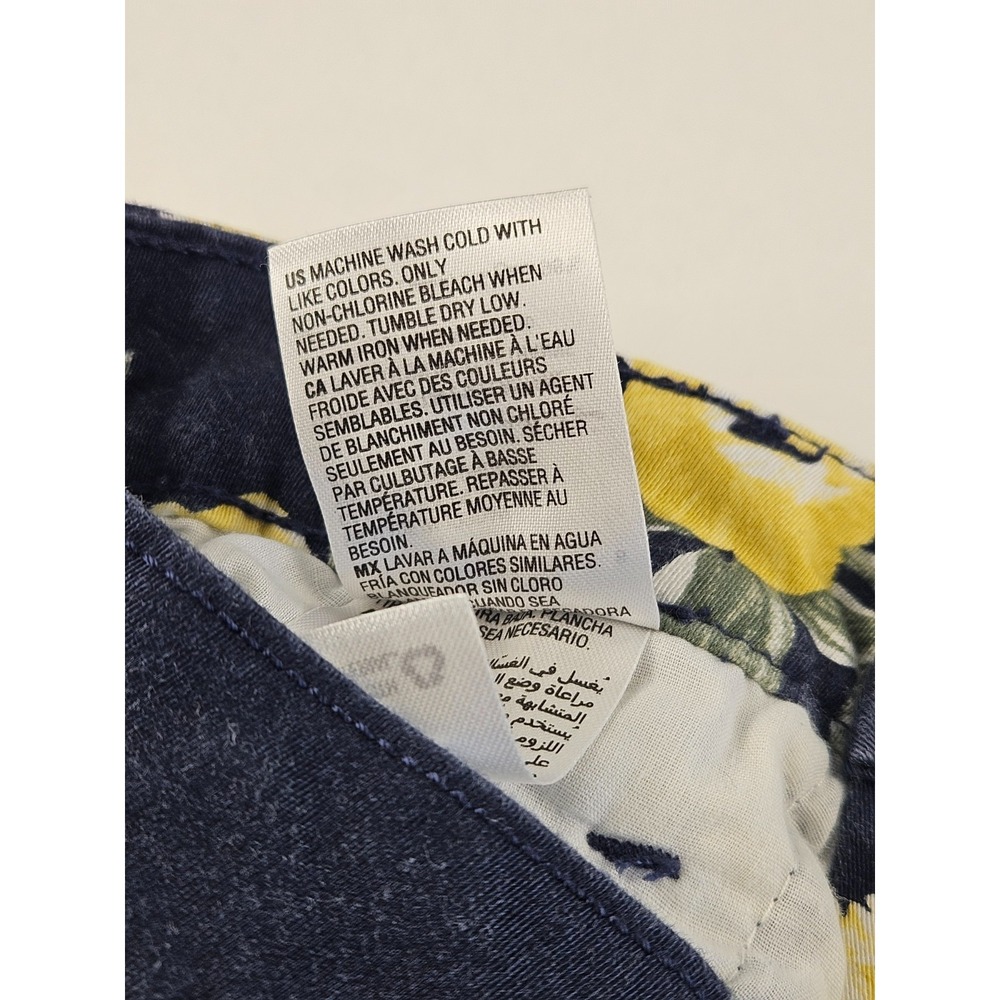 Charter Club Floral Straight Leg Pants Navy Yellow Preppy Spring Summer Women 8 - Picture 6 of 7